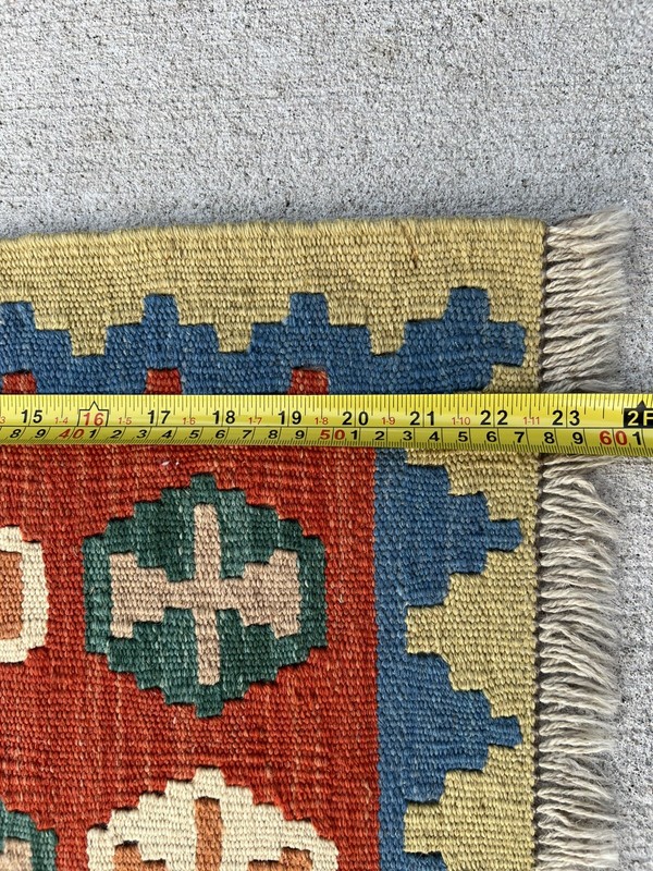 Traditional vintage hand woven oriental carpet 2x1.4 ft wool kilim area rug gallery