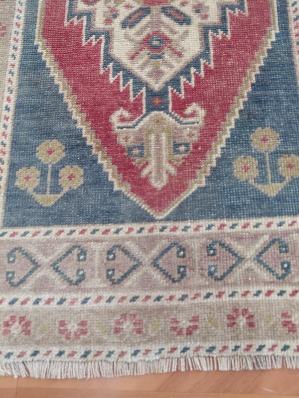 Antique Prayer Rug Blue Rug Hand Woven Rug Traditional Rug Free Ship Rug gallery