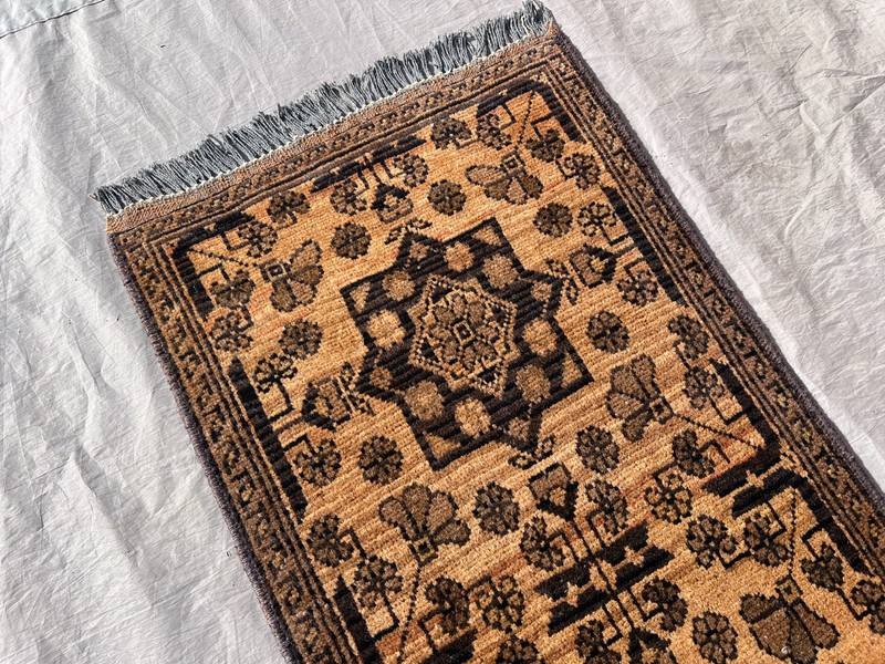 Antique Terracotta Afghan Runner Rug 2x5 Hand Knotted Turkmen Muted Wool Carpet gallery