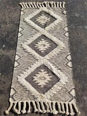 Vintage Traditional Handmade Haggy Helix Diamonds Runner Rug 55×29 inches