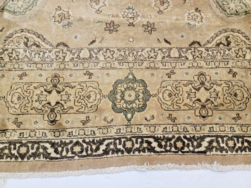 Antique Oriental Hand-Knotted Wool Area Rug Light Brown/Green 9'10"x12'7" gallery