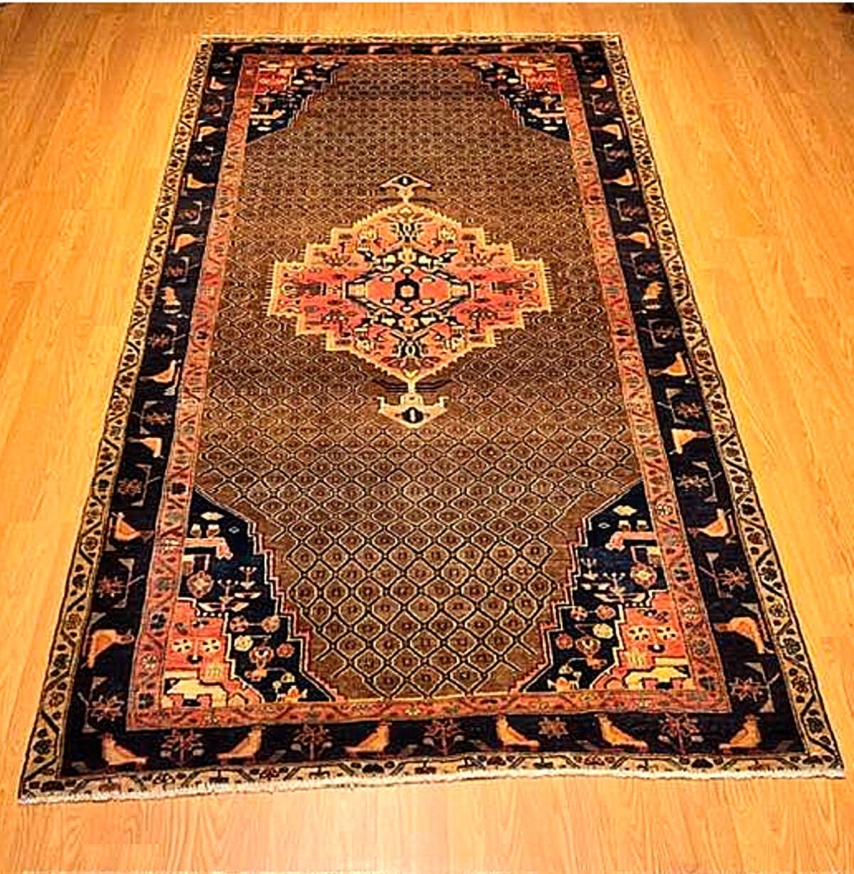 5 x 10.6 Handmade Fine Quality Antique One Of A kind Pictorial Wool Wide Runner gallery