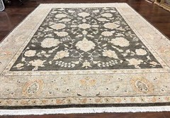 Indo Perisan Rug 9×12 Sultanabad Indian Vintage Wool Carpet Dark Brown Handmade