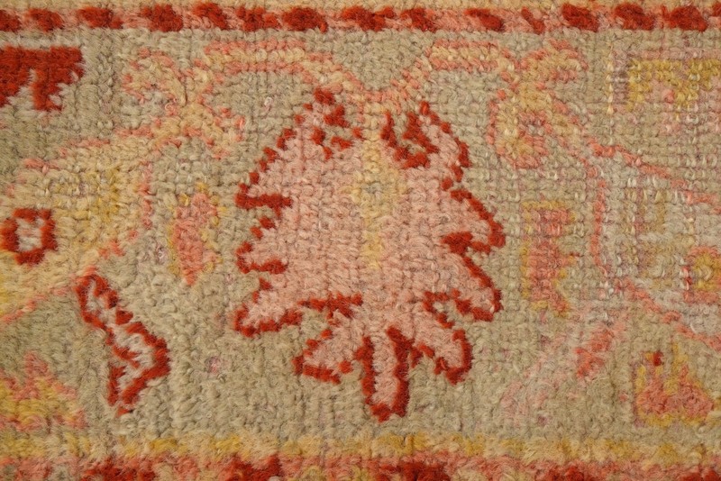 Pre-1900 Oushak Handmade Rug 4x7 Antique Geometric Vegetable Dye Ivory Carpet gallery