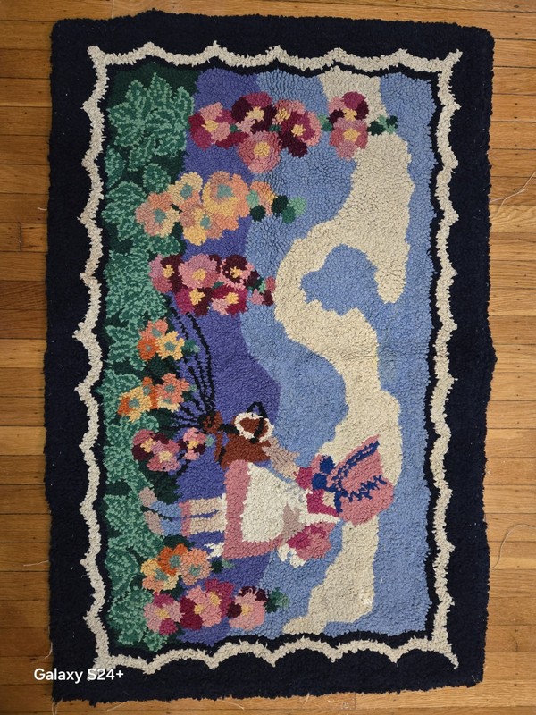 Vintage American Hooked Rug 48x32 Bright And Vibrant Colors... Nursery Ryme gallery