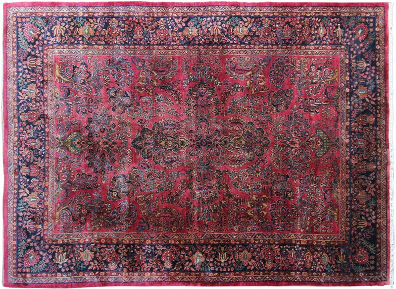 9X12 Antique Rug Fine Manchester Wool Traditional Rose Red 259cmx359cm c.1890 gallery