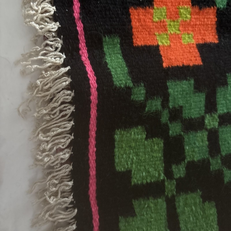 Vintage Romanian traditional rug with floral pattern, old folk wool rug 41/100 gallery