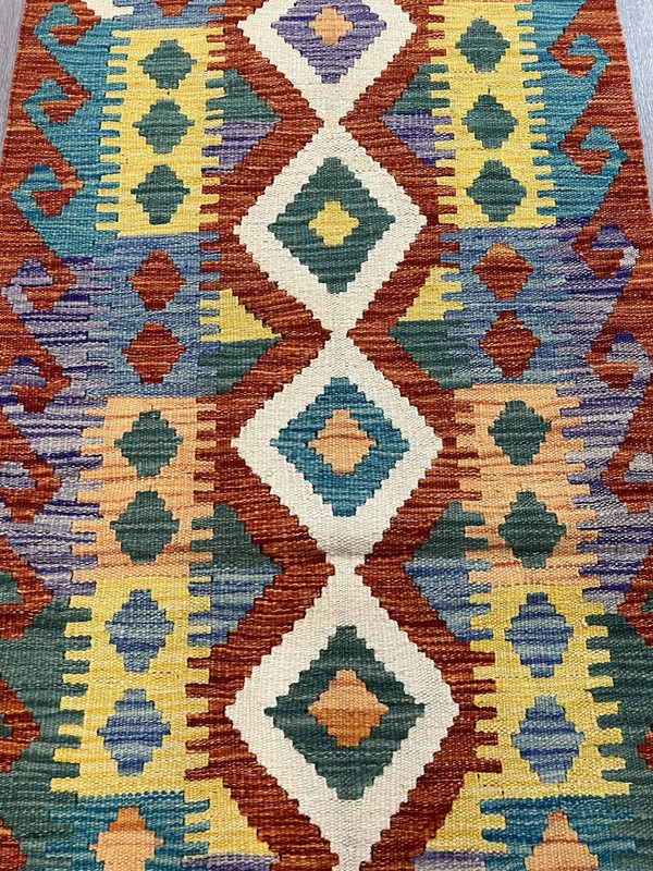 Handmade Kilim Runner wool natural colours Afghan Traditional 201cmx74cm gallery