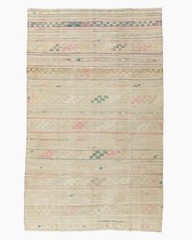 Vintage Khaki Turkish Jajim Flatweave Area Rug 5’7 X 9’2 E24929