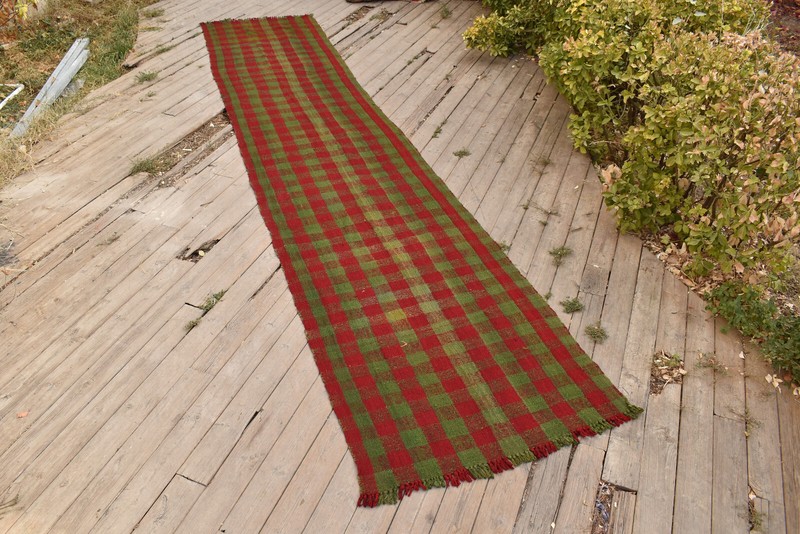 Turkish Rug 2x12 Oriental Runner Vintage Wool Hallway Stairs Kilim 80x392cm gallery