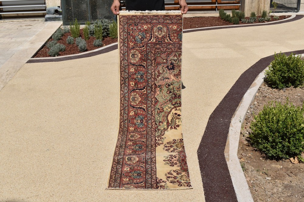 Turkish Rug 1x6ft Handwoven Oriental Carpet 58x196cm Runner Fragment Kitchen Rug