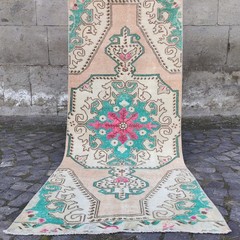 Excellent 3×7 Turkish kitchen rug 3.02 x 7.19 ft Vintage Runner rug 92 x 219 cm