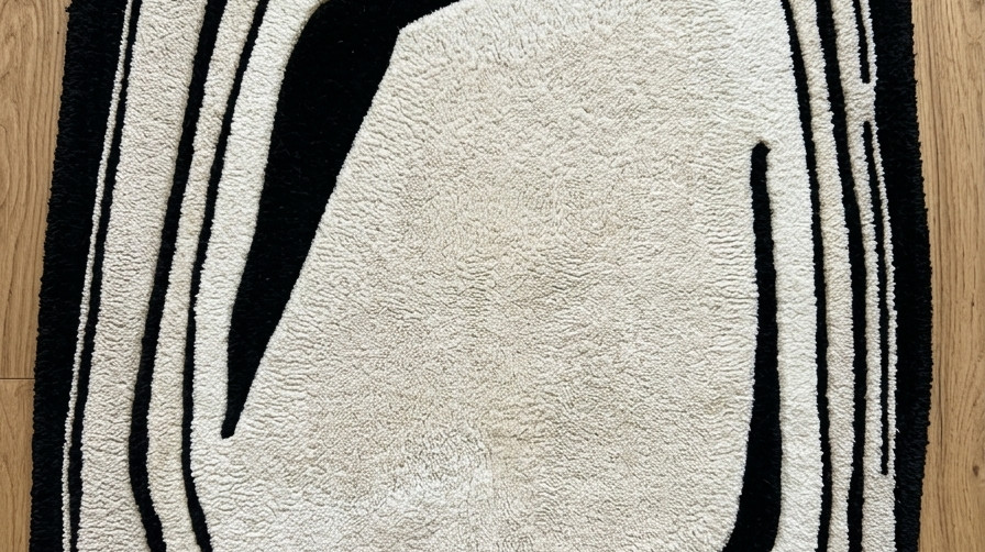 Modern area rug irregular rug black & beige rug monochrome rug line art rug gallery