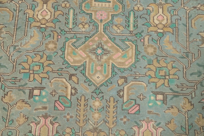 Vintage Wool Traditional Living Room Area Rug Light Blue Over-Dyed Carpet 10x12 gallery
