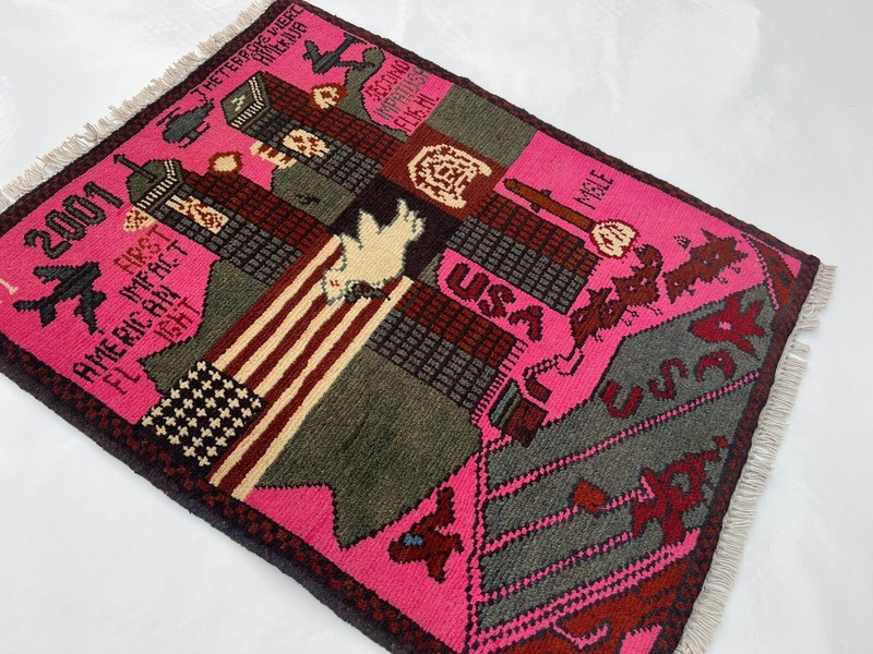 75x60cm Handmade rug 9/11 twin towers War Rug Afghan War Rug Handicrafts #265 gallery