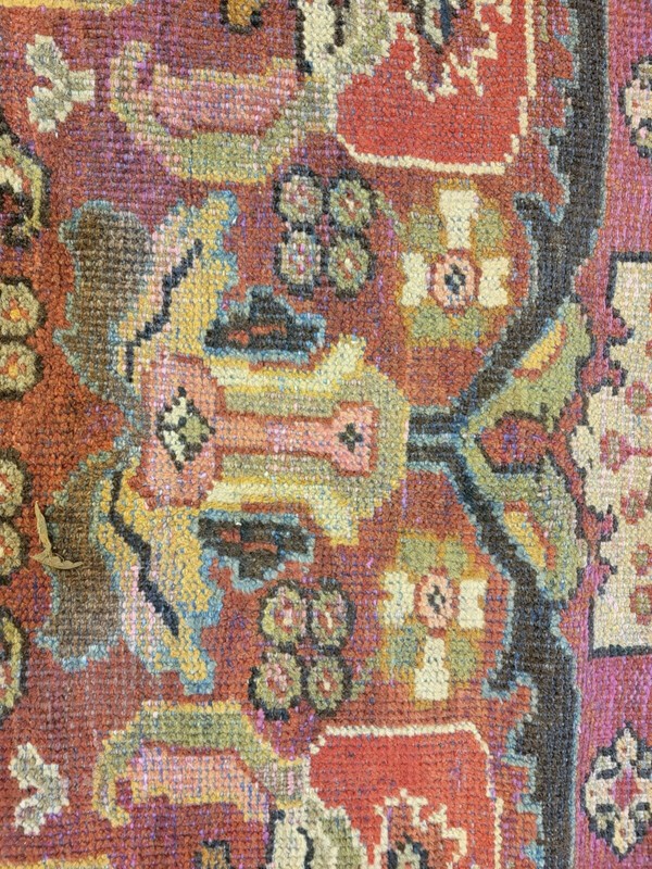 Antique Oriental Hand-Knotted Wool Area Rug Rust/Ivory/Blue/Green 9'5" x 11'2" gallery