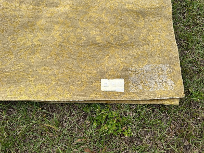 VINTAGE Hand Woven 100% Tibetan Rug Beige Wool & Gold Silk 10x12 Room Sized Rug gallery