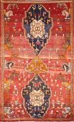 Tribal Geometric 4×6 Vintage Area Rug Wool Handmade Red Carpet