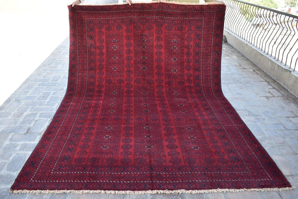 Hand Knotted Vintage Rug 7x9 ft Antique Oriental Handmade Afghan Baluchi Carpet