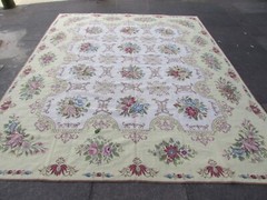 Fine Vintage Hand Made French Design Wool White Needlepoint Aubusson 296X245cm