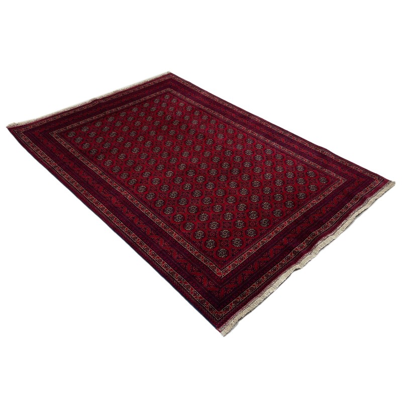 Handmade (5'7" x 7'8") Burgundy Afghan Khajo Roshna Wool Area Rug gallery