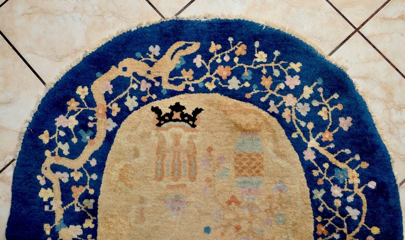 Art Deco Chinese Nichols Peking Fette H/ Knotted Oval Vases Crowns Rug 5.4x3' #2 gallery