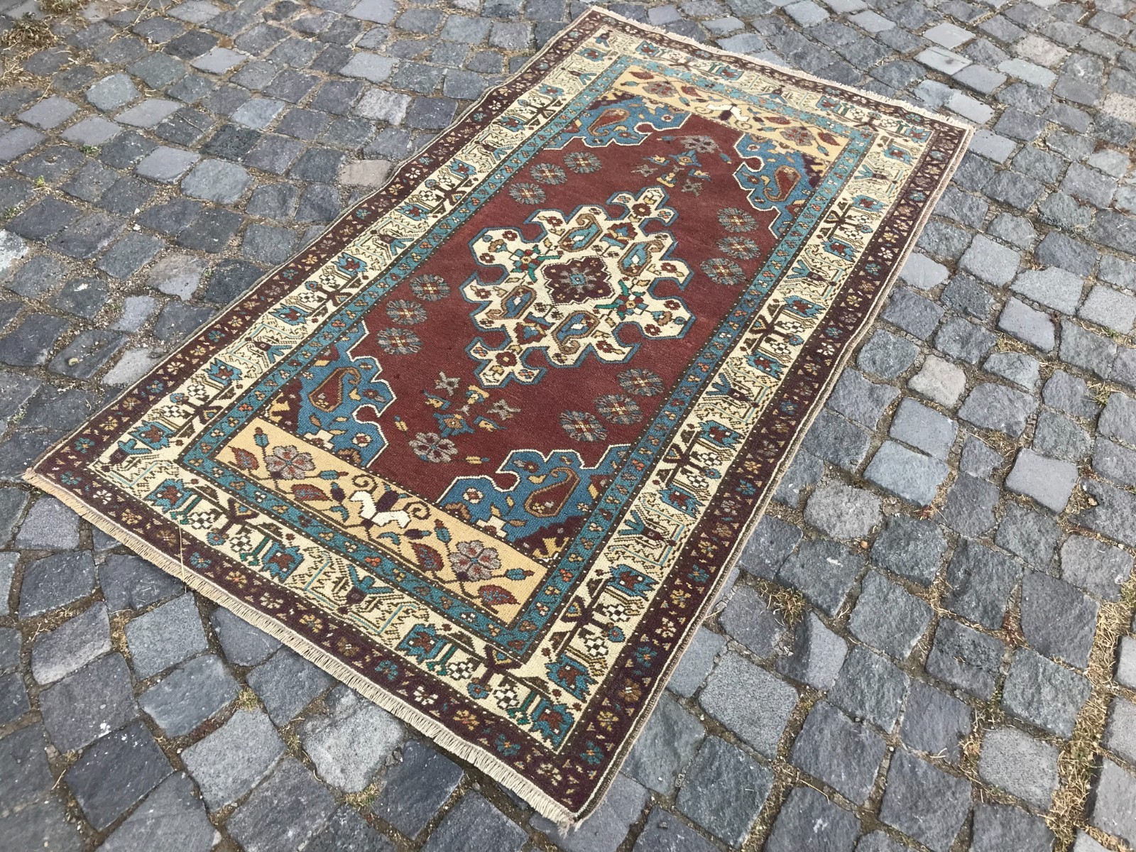 Handmade Wool Rug, Bohemian Area Rug, Turkish Vintage Rug, Home Decor, 3,2x5,5ft gallery