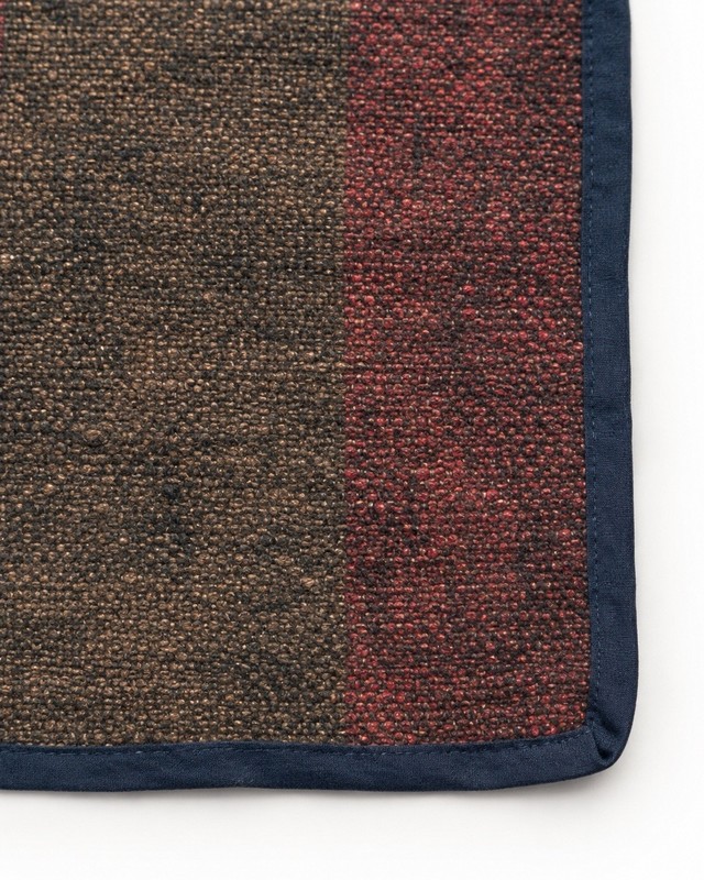Vintage Afghan Wool Silk Kilim Rug Mat Handmade Tribal Striped Brown Red 19x19 gallery