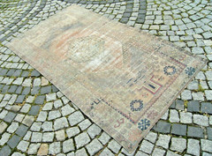 Vintage Turkish Rug 47” x 83” Muted Dye Oushak Rug Hand-knotted Wool Rug