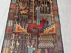 3’4×6’3 ft Vintage Caucasian Pictorial Animal Motif Hand Knotted Tribal Wool Rug