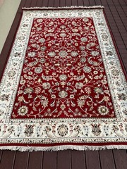 Fine New Floral Red & White Oriental Rug Handmade in India,Allover Design, 6’x9′