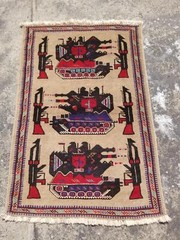 Vintage Traditional Handmade Afghan Rare War Wool Multicolor Kilim Rug 53×33 in