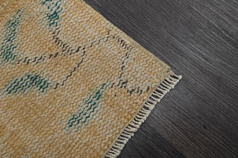 Vintage Turkish Runner Rug 2x5ft BEIGE Handmade Anatolian Oushak Hallway Wool gallery