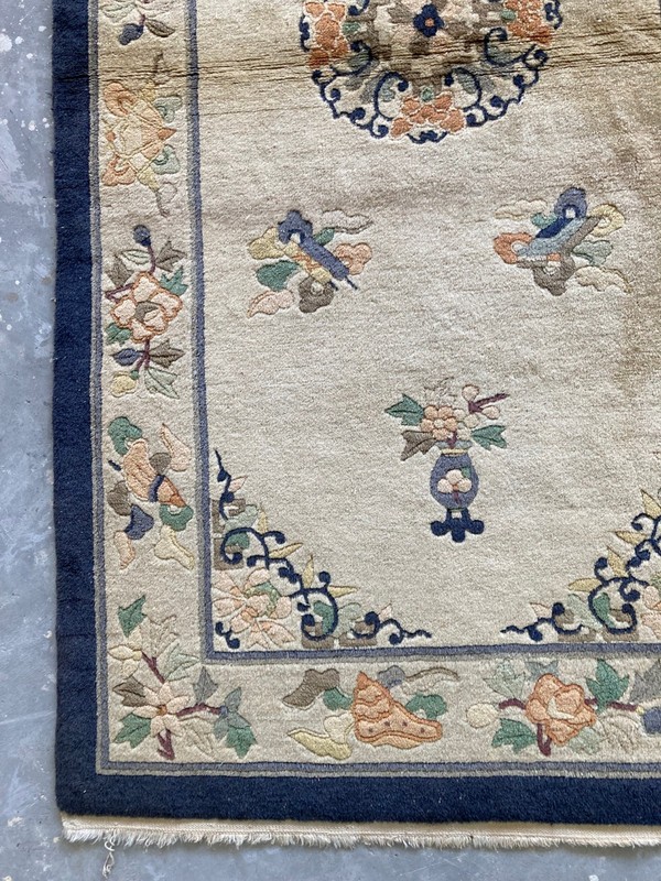 Vintage Chines Peking Handmade Floral Multicolor Wool Rug Carpet 180x92 cm gallery