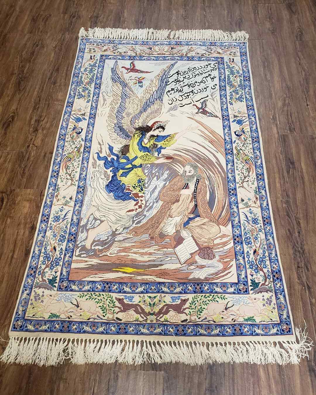 Pictorial Rug 3.6 x 6 Angel Prophet Kork Wool Silk Foundation Wall Hanging Rug gallery