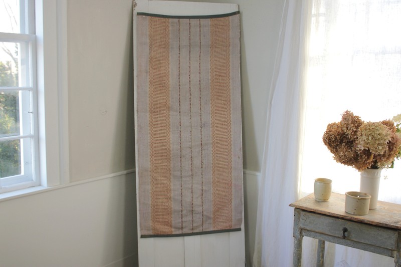 Rug or bathmat vintage european striped small antique carpet The Textile Trunk gallery