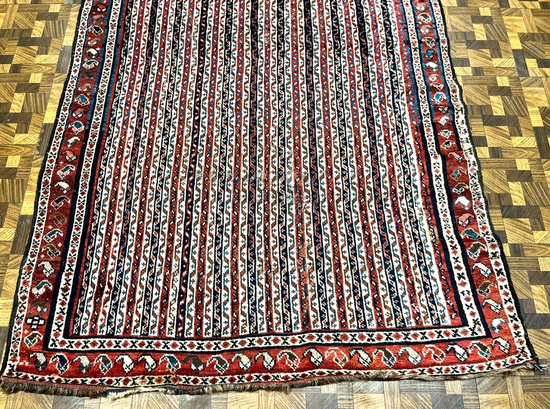 ANTIQUE 19th CENTURY STRIPED KHAMSEH TRIBAL ORENTAL RUG COLLECTOR 4' 3" x 7' gallery