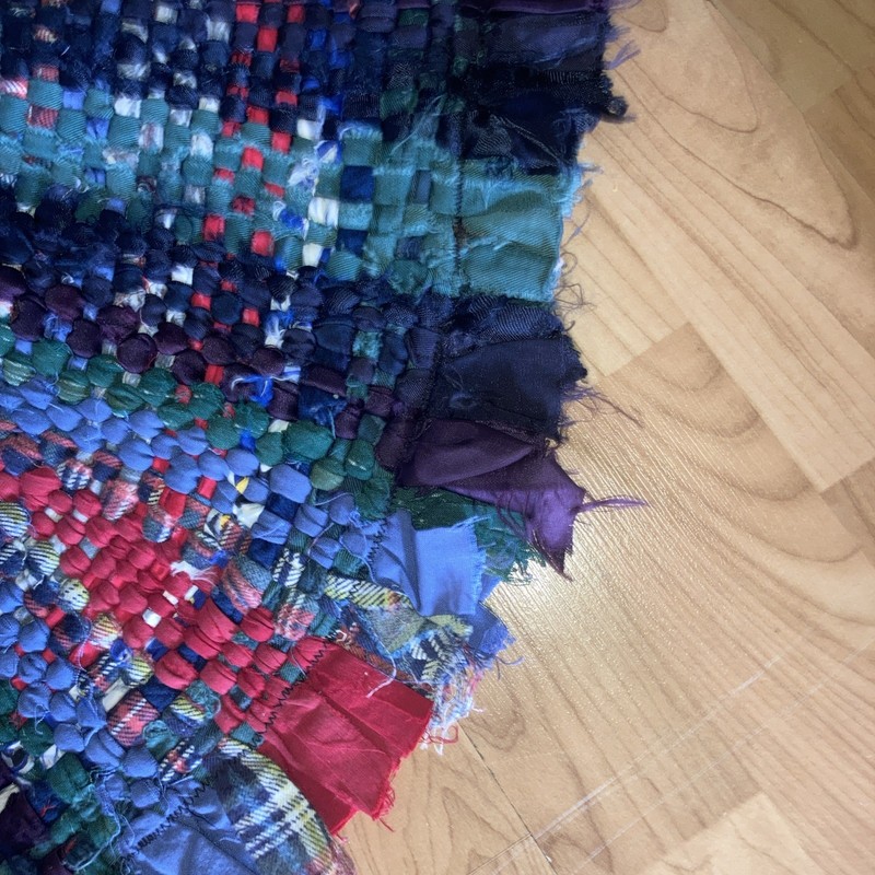 Handmade Circle Rug Ragrug Round Rug Mat pinwheel design vibrant colors 3 feet gallery