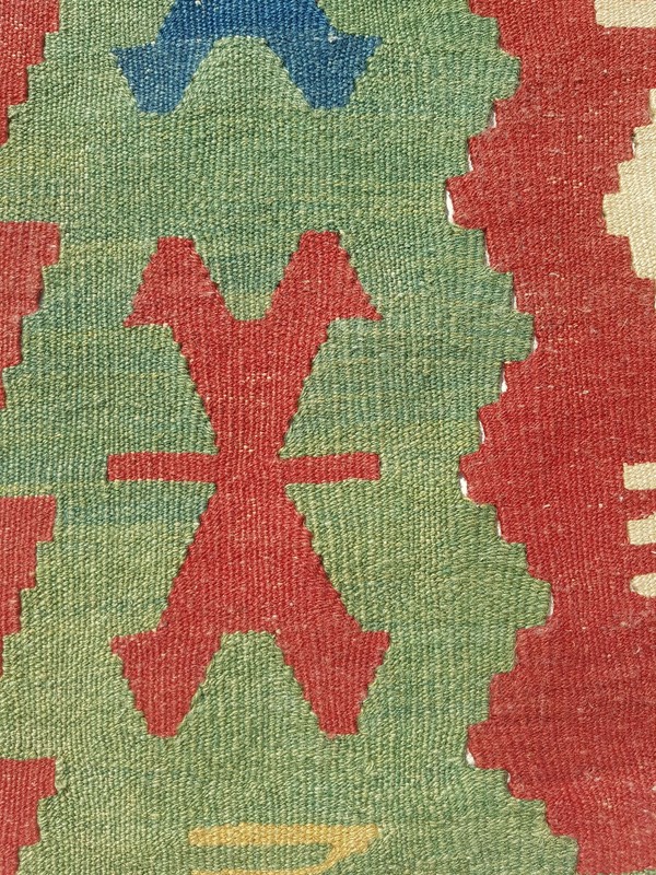 Vintage Handmade Turkish Tribal Wool Kilim Rug Carpet 116x90 cm gallery