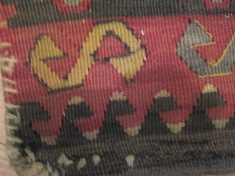 Kilim Hand Loomed Wool Turkish Area Rug Saddle Bag Eastern Turkey 19" x 36" VTG gallery
