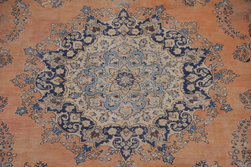 Orange/ Navy Blue Handmade Wool Traditional Living Room Rug 10x13 Vintage Carpet gallery