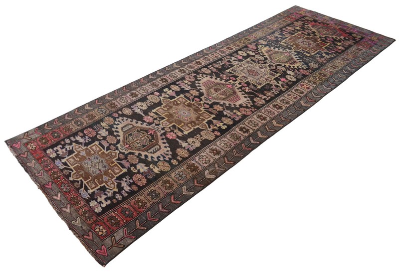 4x13 ft Rug Hand Knotted Area Rug Turkish Tribal Large Runner Rug 4′4″ x 12′7″ gallery