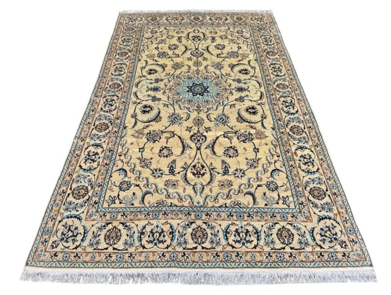 SILK & WOOL SUPER FINE NAEIN CARPET HAND MADE EASTERN RUG 10'3" x 6'8" CLEANED gallery