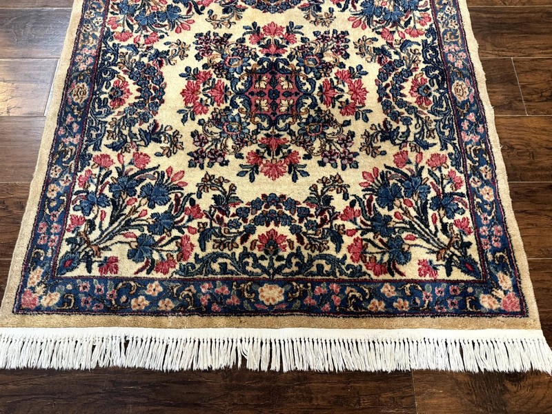 Square Per'sian Kirman Rug 4x4 Ivory Blue Pink Handmade Fine 225 KPSI gallery