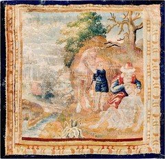 1’x1′ Antique Square Tapestry Belgium Allover Flat Weave Rug