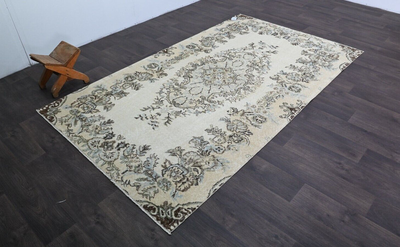 Oushak Turkish Vintage Rug 5x8 Kilim Rug Anatolian Handmade Boho Decor BEIGE gallery