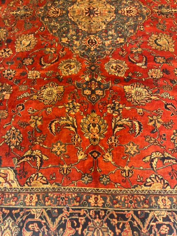 HANDMADE RUG. CARPET . ANTIQUE. 11X8. TH 19 gallery