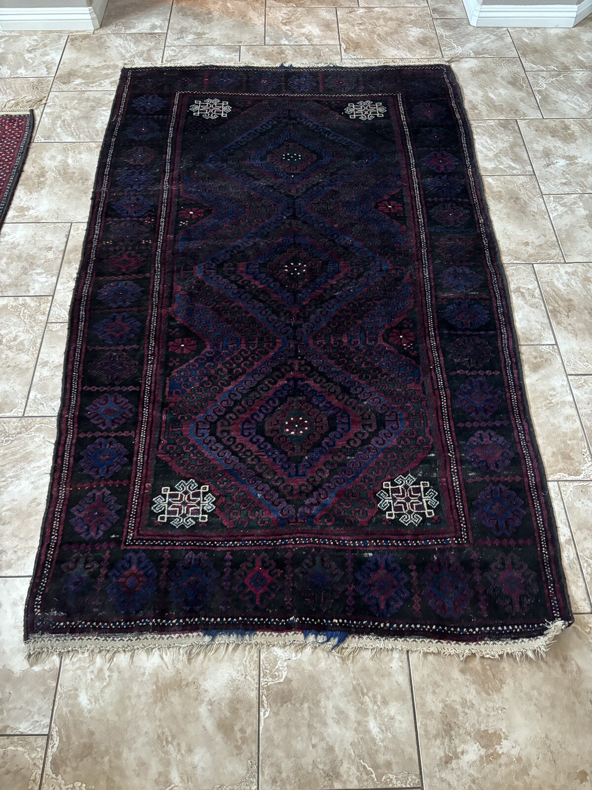 Afghan Handmade Baluchi Rug Tribal Rug (93in x 55 in) (7.7ft x 4.5ft) gallery