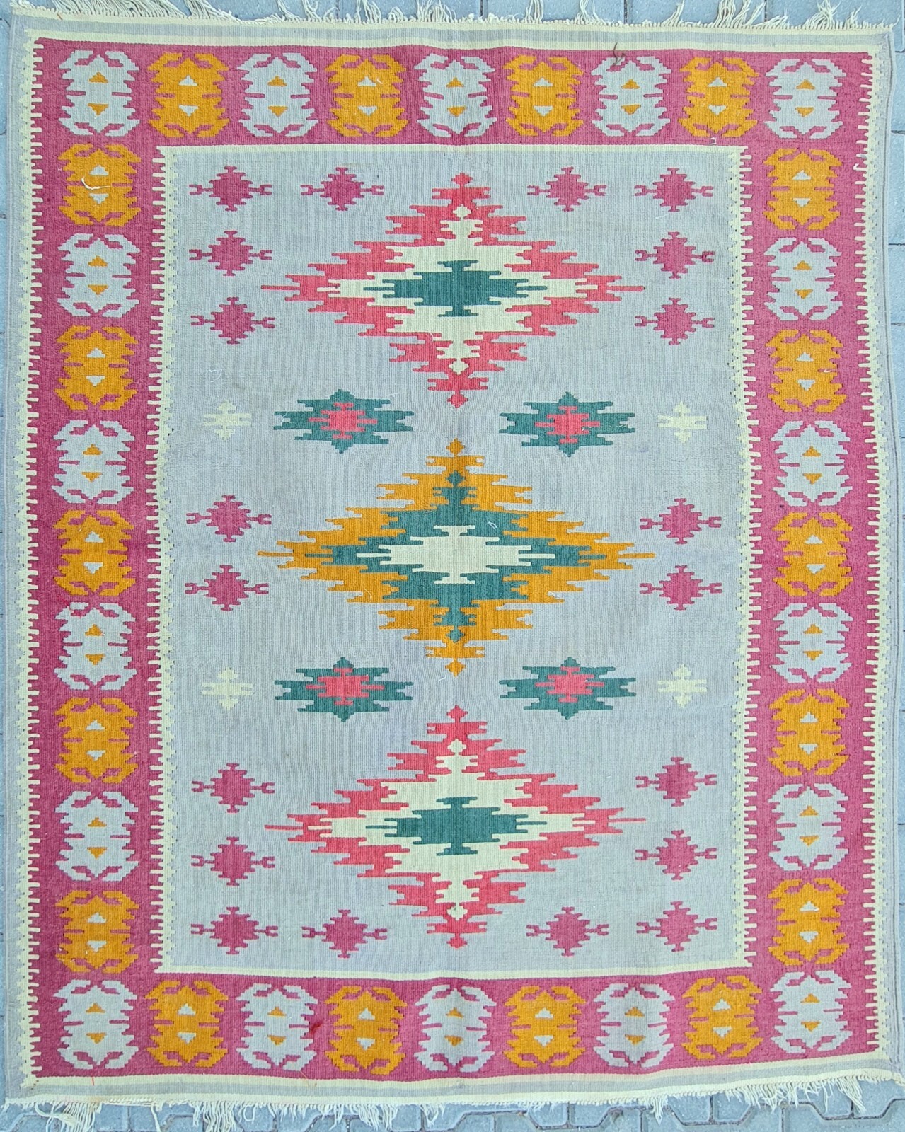 monastery kilim, Antique kilim 4x5, geo rug, colorful kilim, kilim rug gallery