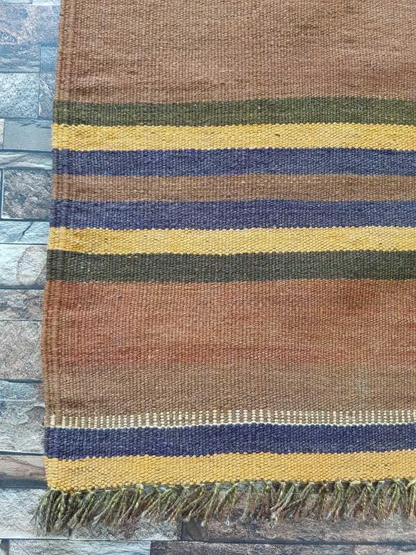 Vintage Handmade Traditional Lovely Striped Kilim Floor Rug Carpet 166x138 cm gallery